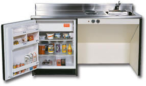 60 Inch Wheelchair accessible Compact Kitchen Unit with Cooktop and undermount refrigerator with freezer compartment